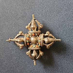 Tibetan Buddhist Turquoise Coral Pendant